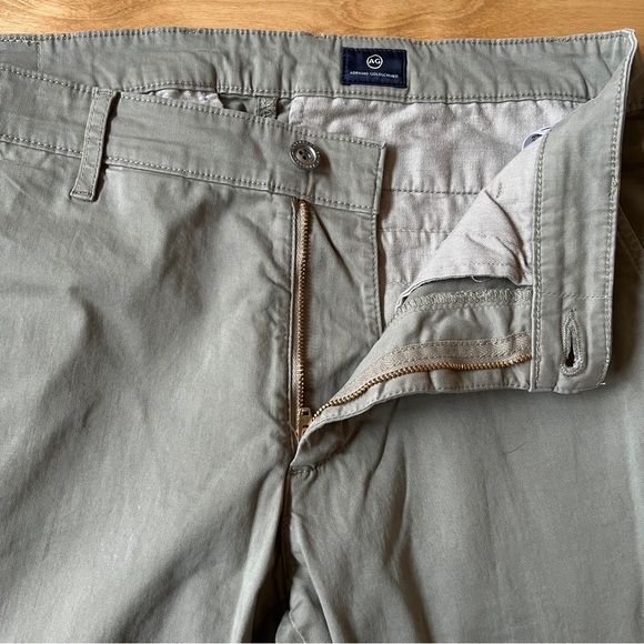 Ag Adriano Goldschmied Lux Khaki Tailored Trousers Mens Straight Leg Lt Green 31 - Picture 2 of 11